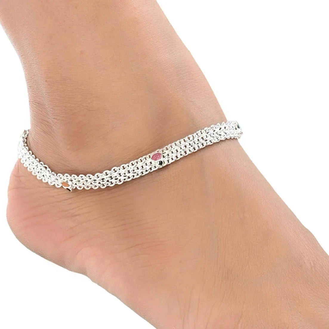 AanyaCentric Silver Plated Traditional Anklets Payal - Classic and Stylish for Women and Girls