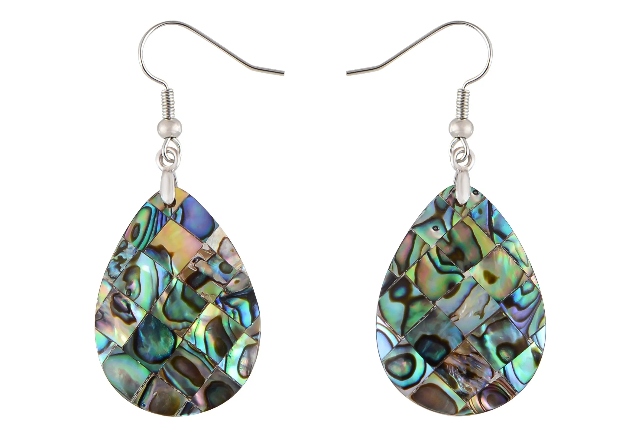 Alilang Mosaic Harmony Natural Abalone Shell Handmade Dangle Earrings Shell Jewelry