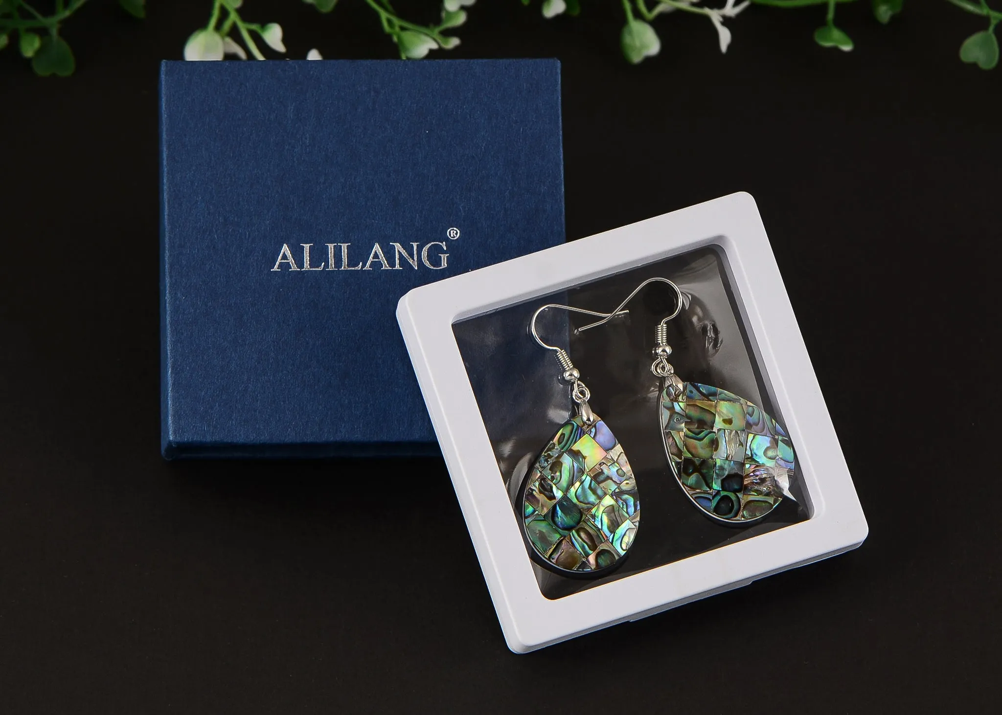 Alilang Mosaic Harmony Natural Abalone Shell Handmade Dangle Earrings Shell Jewelry