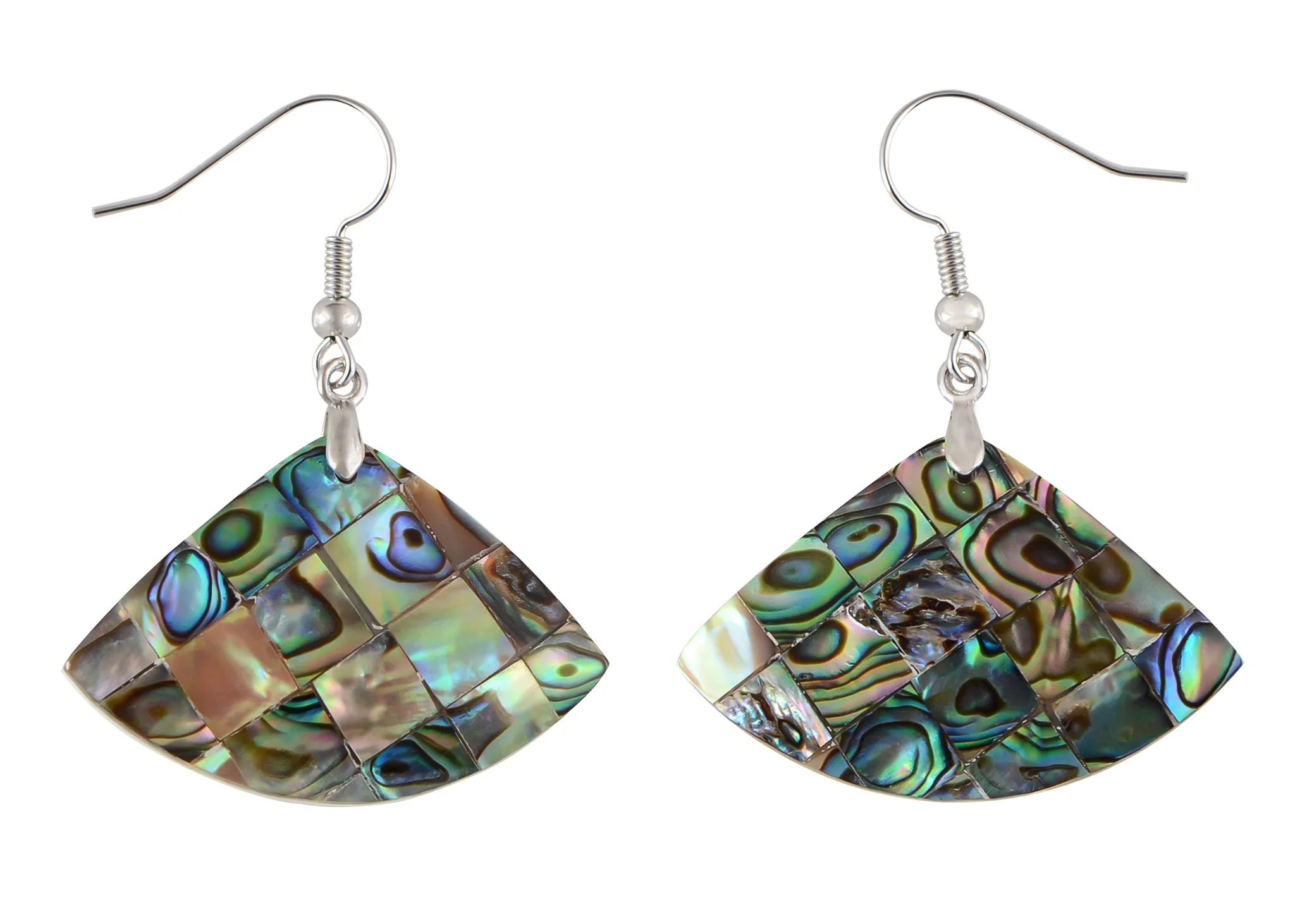 Alilang Mosaic Harmony Natural Abalone Shell Handmade Dangle Earrings Shell Jewelry