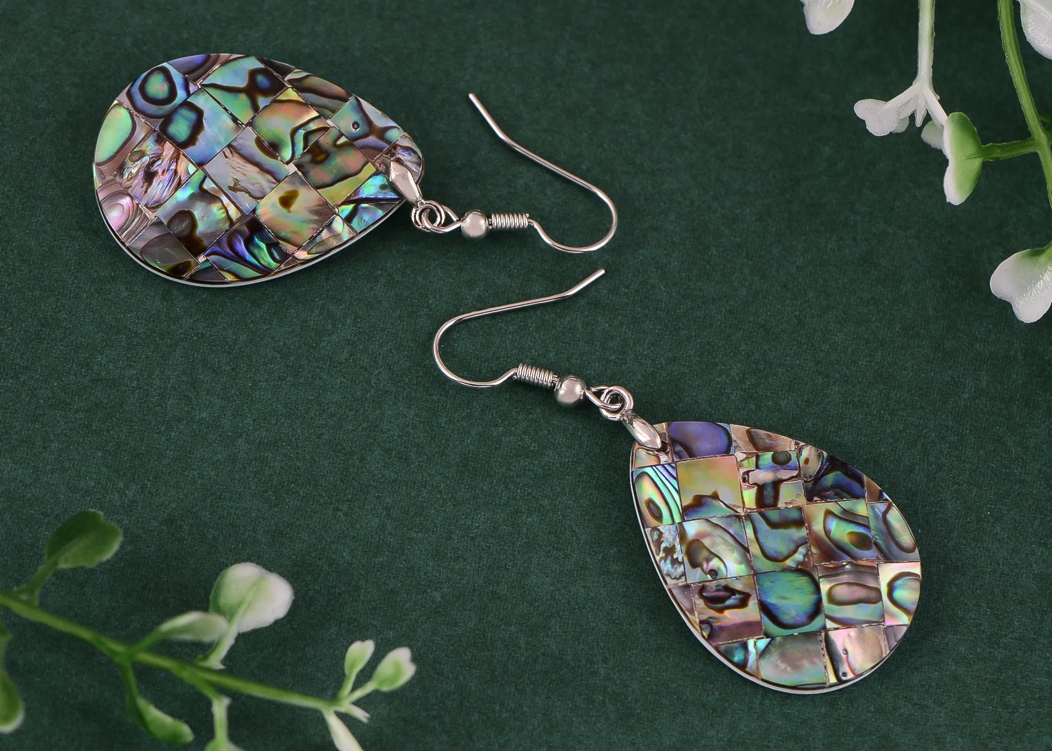 Alilang Mosaic Harmony Natural Abalone Shell Handmade Dangle Earrings Shell Jewelry