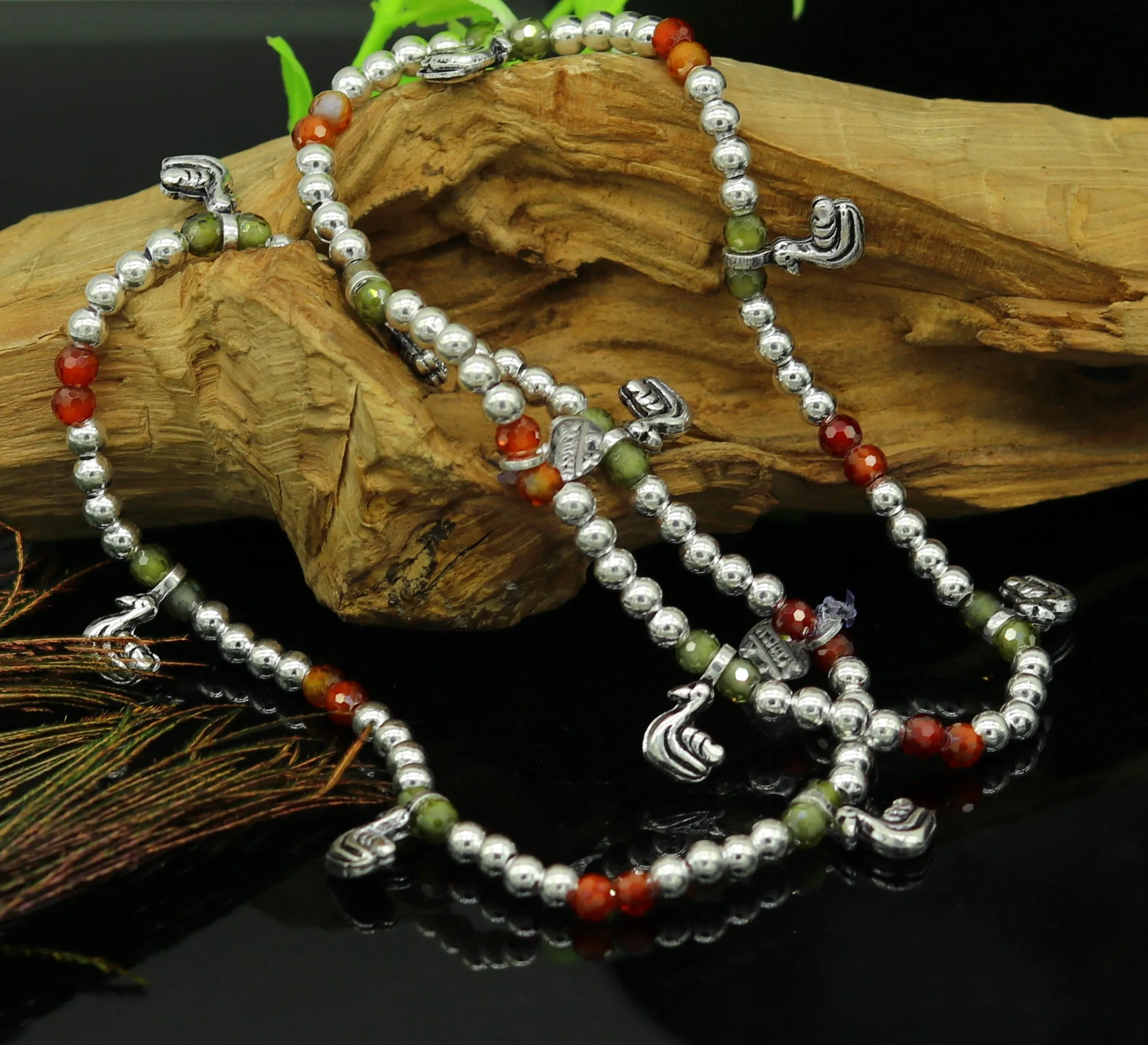 Amazing silver handmade beaded adjustable ankle bracelet, excellent belly dance jewelry, customized personalized gifting nank208