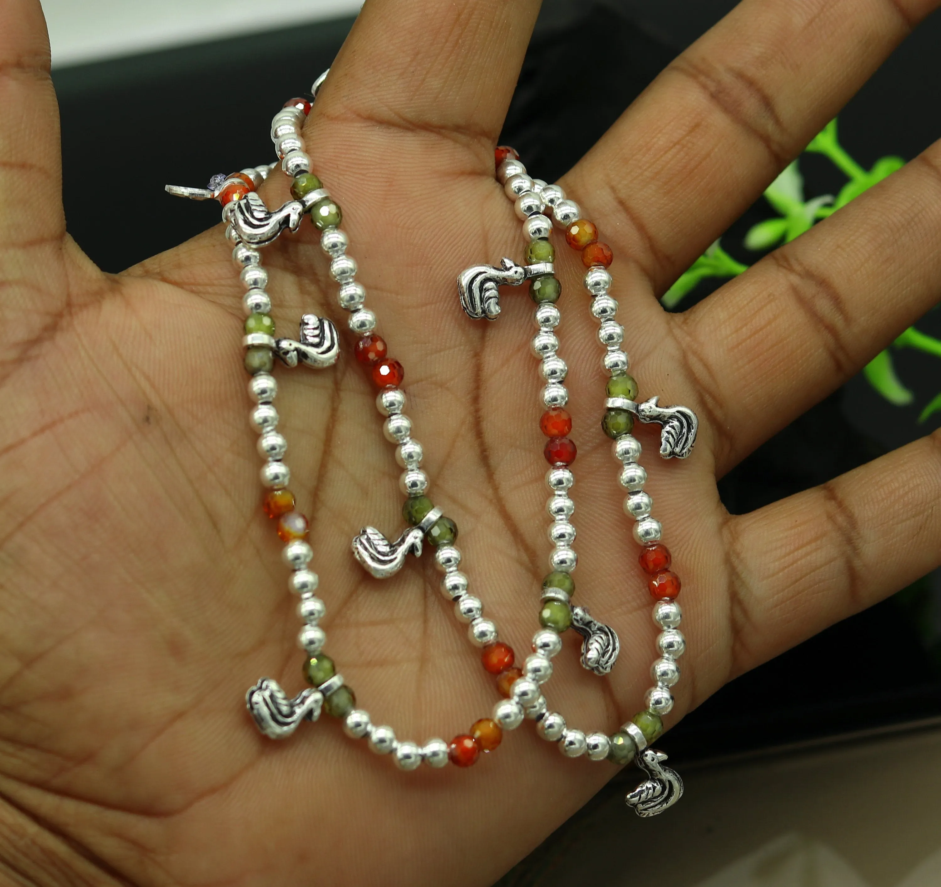 Amazing silver handmade beaded adjustable ankle bracelet, excellent belly dance jewelry, customized personalized gifting nank208