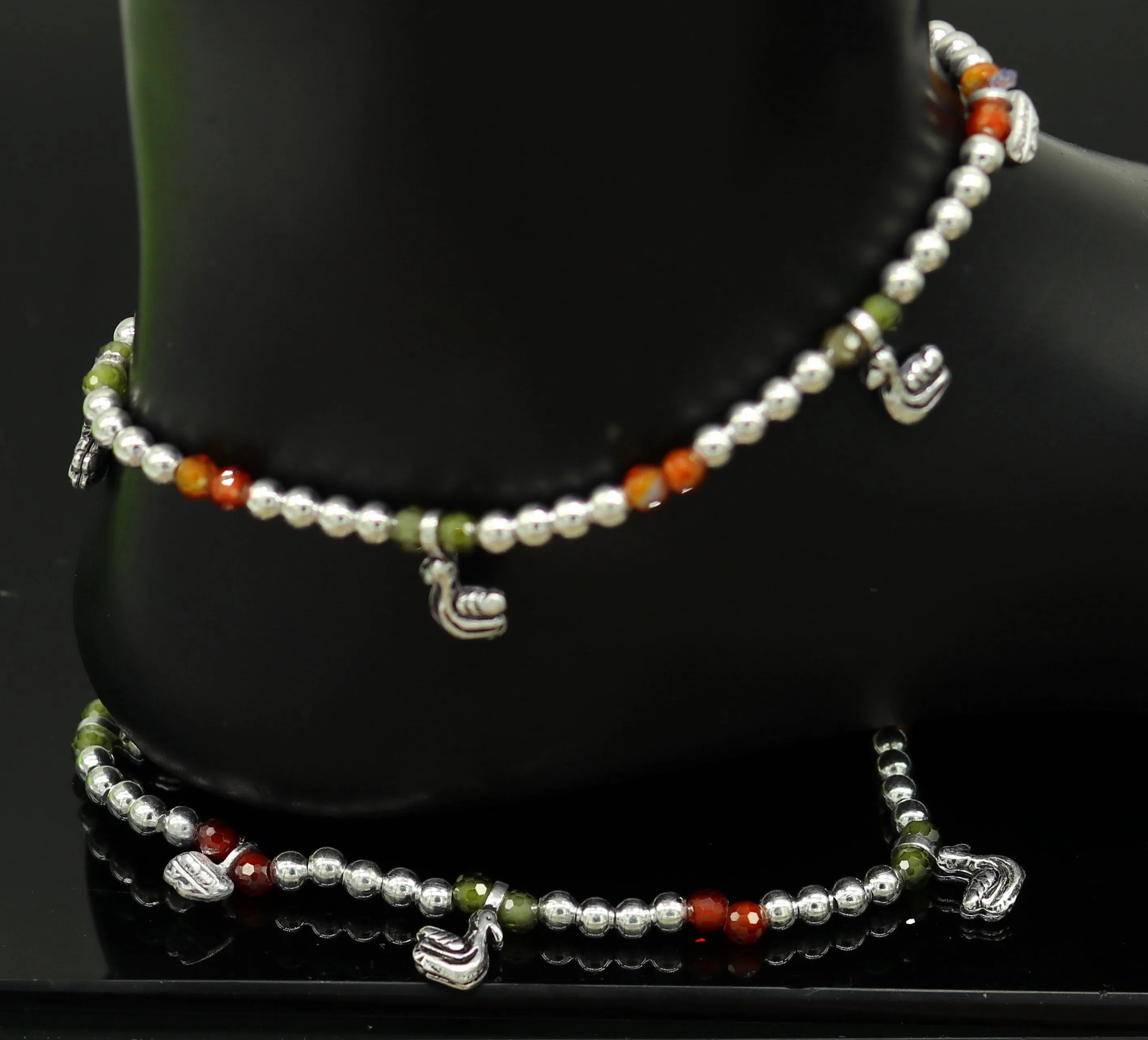 Amazing silver handmade beaded adjustable ankle bracelet, excellent belly dance jewelry, customized personalized gifting nank208