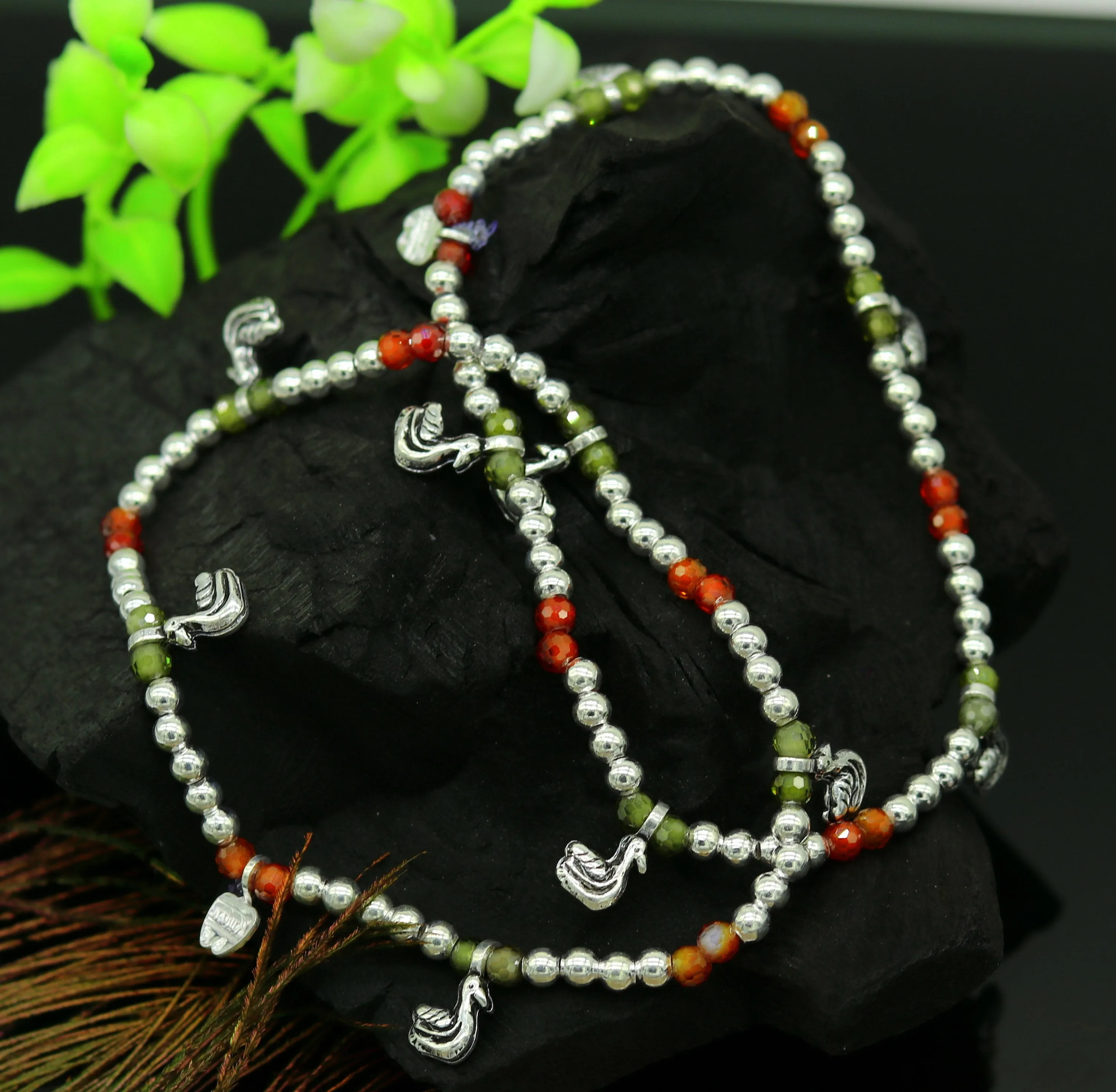 Amazing silver handmade beaded adjustable ankle bracelet, excellent belly dance jewelry, customized personalized gifting nank208