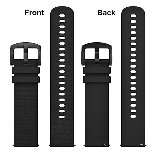 Anbeer Silicone Watch Band 20mm Quick Release Rubber Watch Straps for Men Women,Black Stainless Steel Buckle