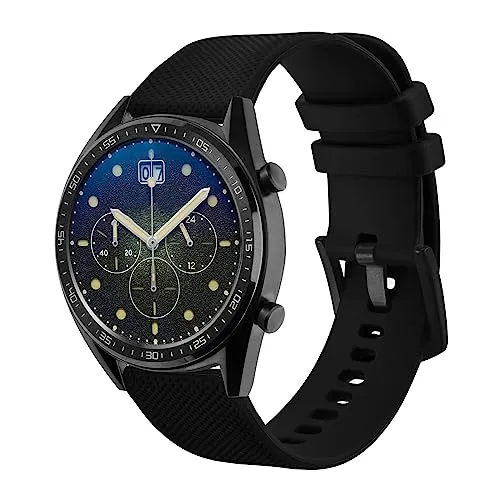 Anbeer Silicone Watch Band 20mm Quick Release Rubber Watch Straps for Men Women,Black Stainless Steel Buckle