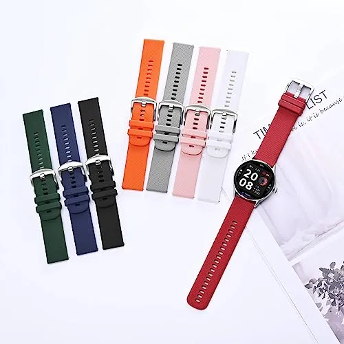 Anbeer Silicone Watch Band 20mm Quick Release Rubber Watch Straps for Men Women,Black Stainless Steel Buckle