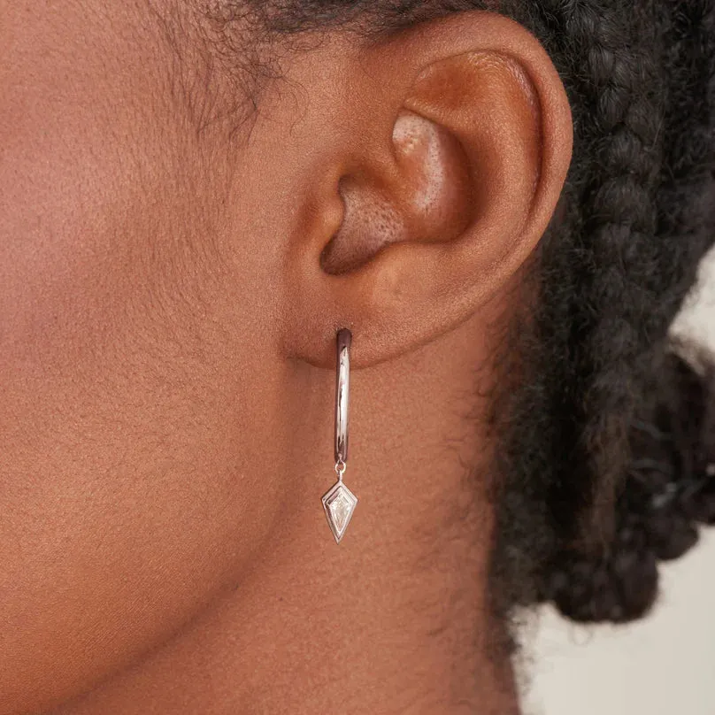 Ania Haie Sterling Silver CZ Point Hoop Drop Earrings