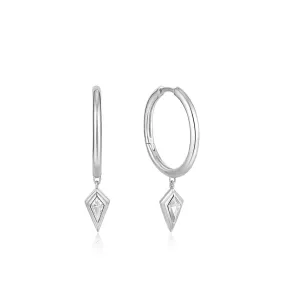 Ania Haie Sterling Silver CZ Point Hoop Drop Earrings