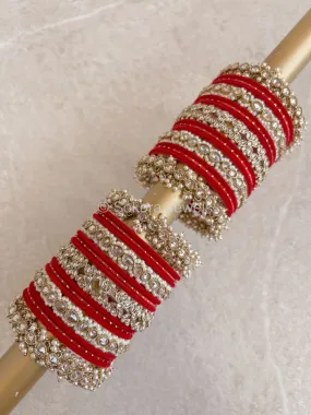Anita Luxury Bridal Bangle Set - Red