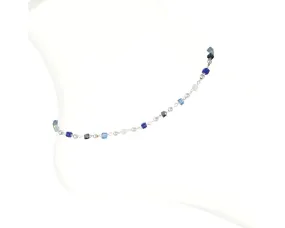 Anklet-Blue White Silver Starfish