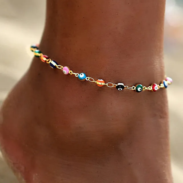 anklets with metal butterfly and rhinestone design