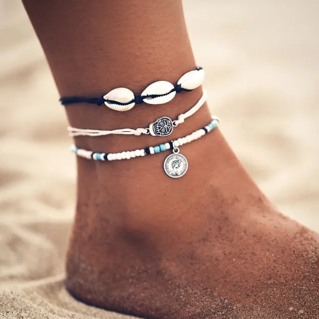 anklets with metal butterfly and rhinestone design