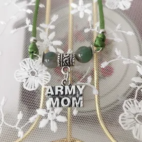 ARMY Mom Macrame Charm Beaded Bracelet