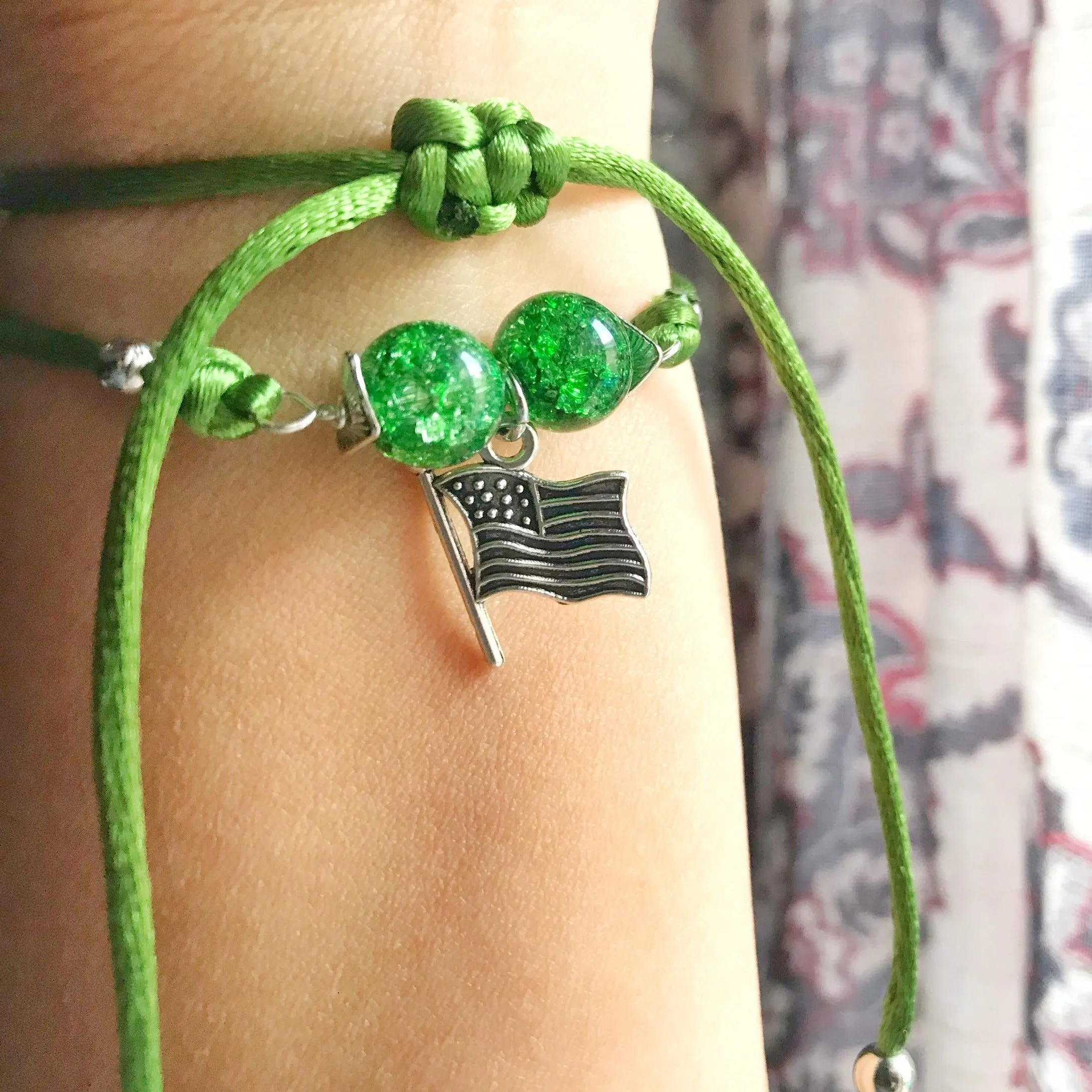 ARMY Mom Macrame Charm Beaded Bracelet