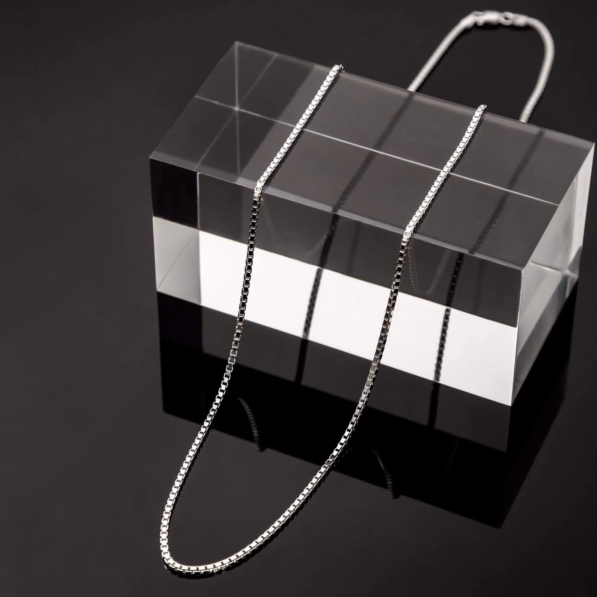 Authentic Solid Sterling Silver Box Chain Necklace 1MM - 3MM, Thin & Strong, Box Chain Sterling Silver, Silver Necklace for Men & Women, Made In Italy, Next Level Jewelry 16.0 Inches 1.5MM