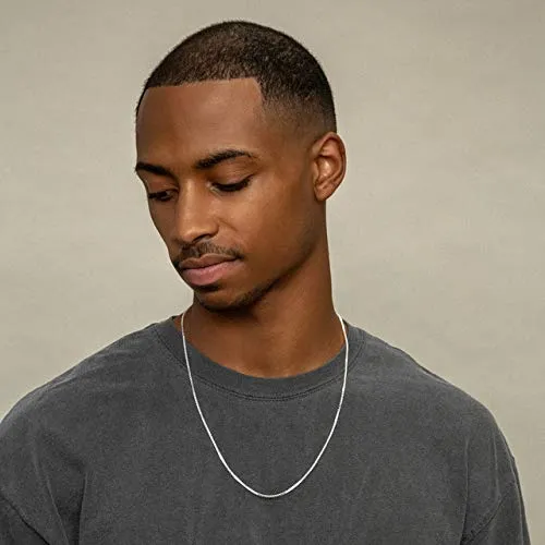 Authentic Solid Sterling Silver Box Chain Necklace 1MM - 3MM, Thin & Strong, Box Chain Sterling Silver, Silver Necklace for Men & Women, Made In Italy, Next Level Jewelry 16.0 Inches 1.5MM