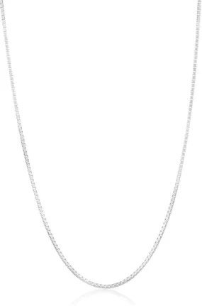 Authentic Solid Sterling Silver Box Chain Necklace 1MM - 3MM, Thin & Strong, Box Chain Sterling Silver, Silver Necklace for Men & Women, Made In Italy, Next Level Jewelry 16.0 Inches 1.5MM