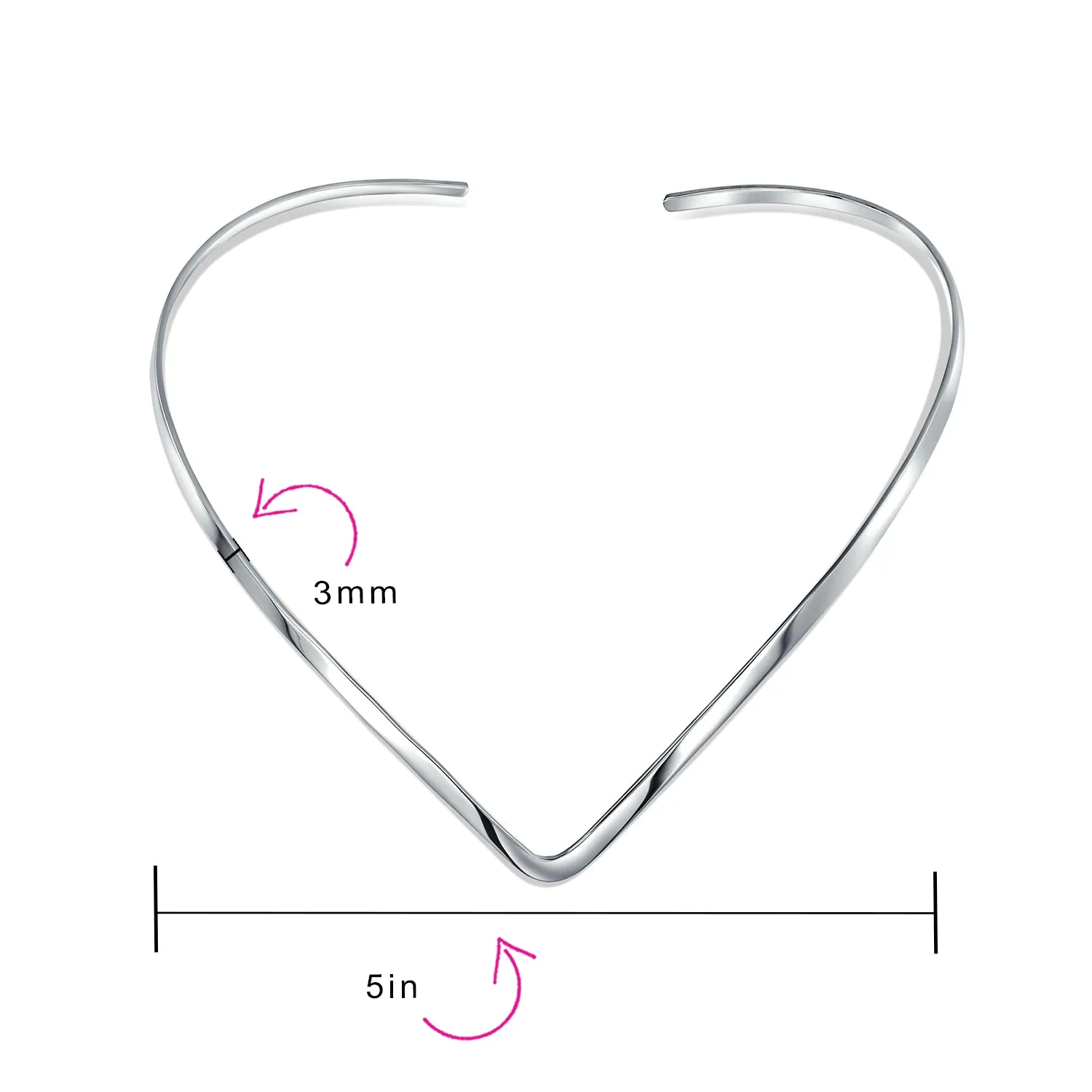 Basic V Shape Slider Choker Necklace Sterling Silver Add Pendant 2-3MM
