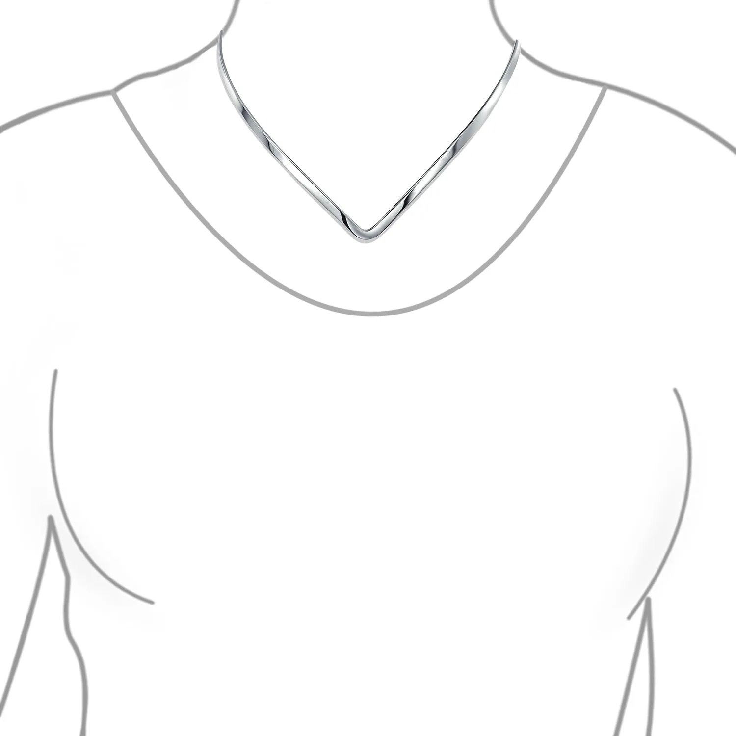 Basic V Shape Slider Choker Necklace Sterling Silver Add Pendant 2-3MM