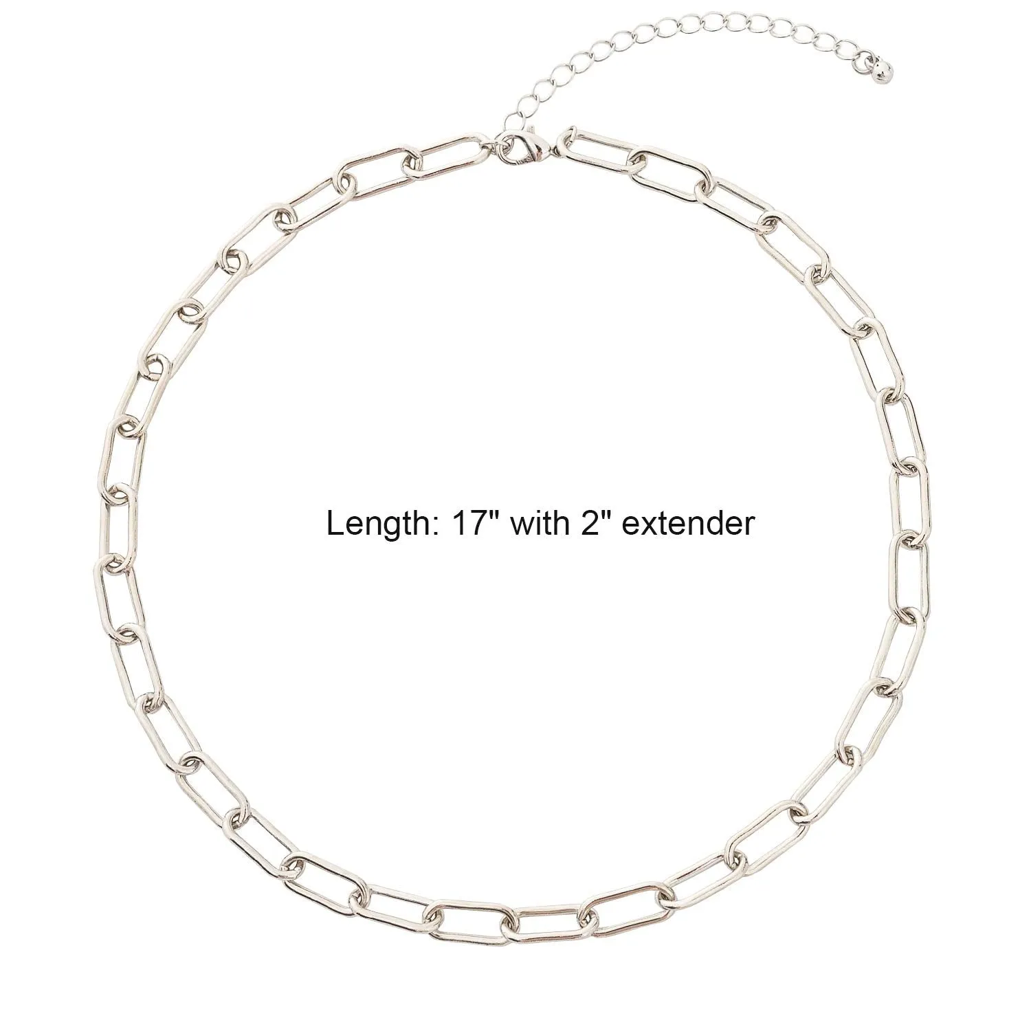 BaubleStar Link Layered Necklace Gold Layering Paperclip Chain Choker for Women 2 Layers Silver