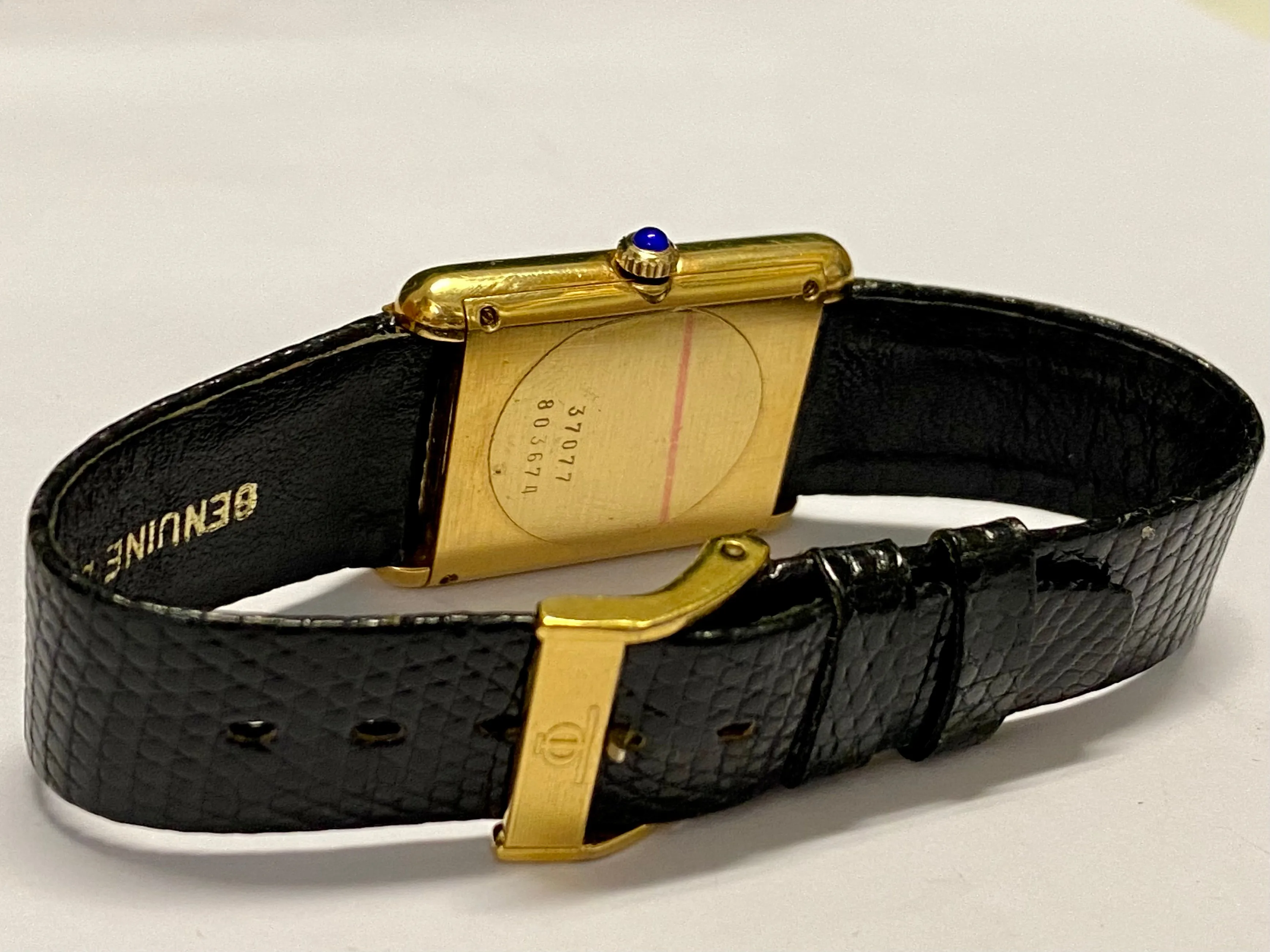 BAUME & MERCIER Beautiful 18K YG Tank Style w/ Black Dial Watch - $16K APR w/COA