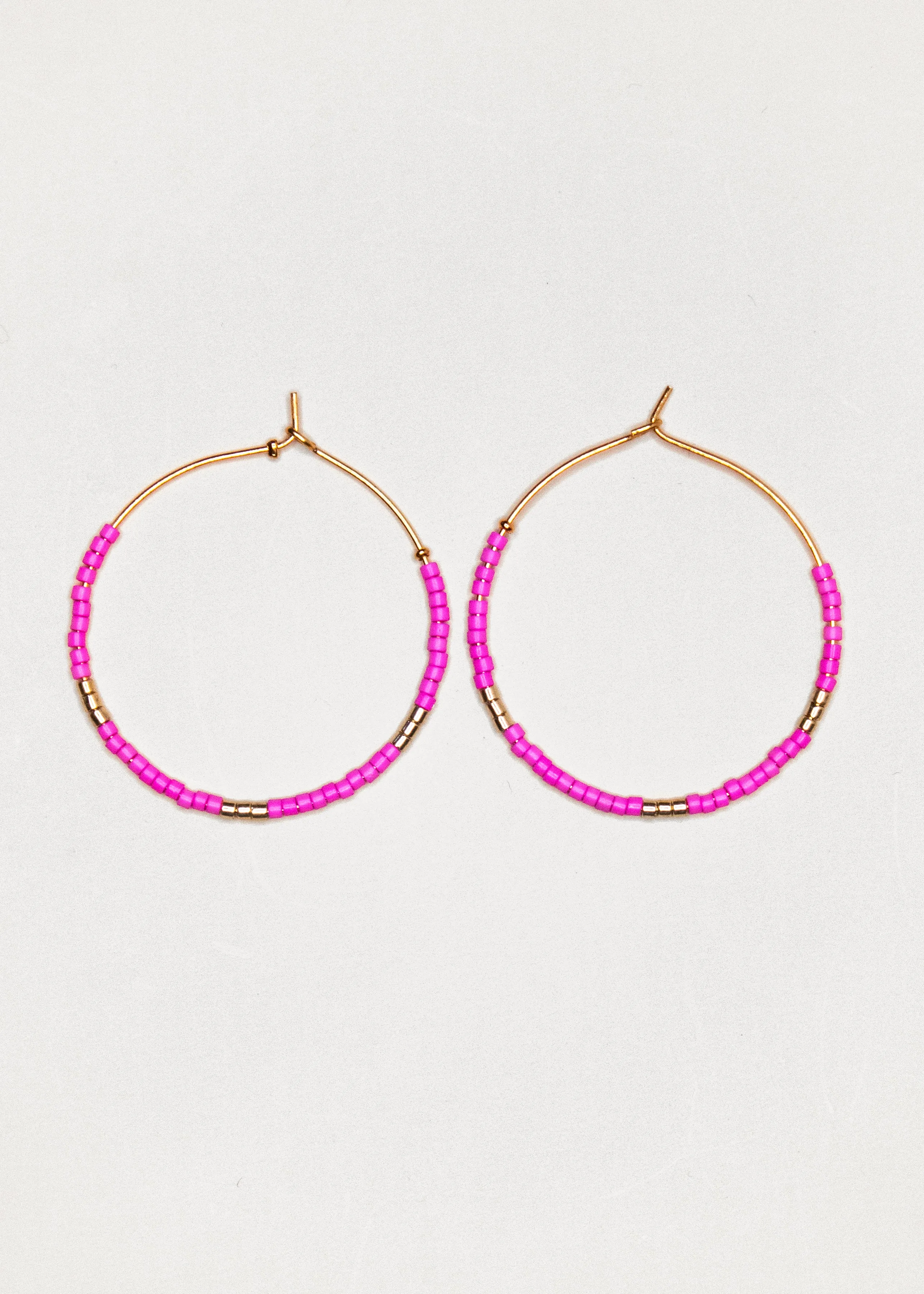Beaded Summer Hoop in Hot Pink