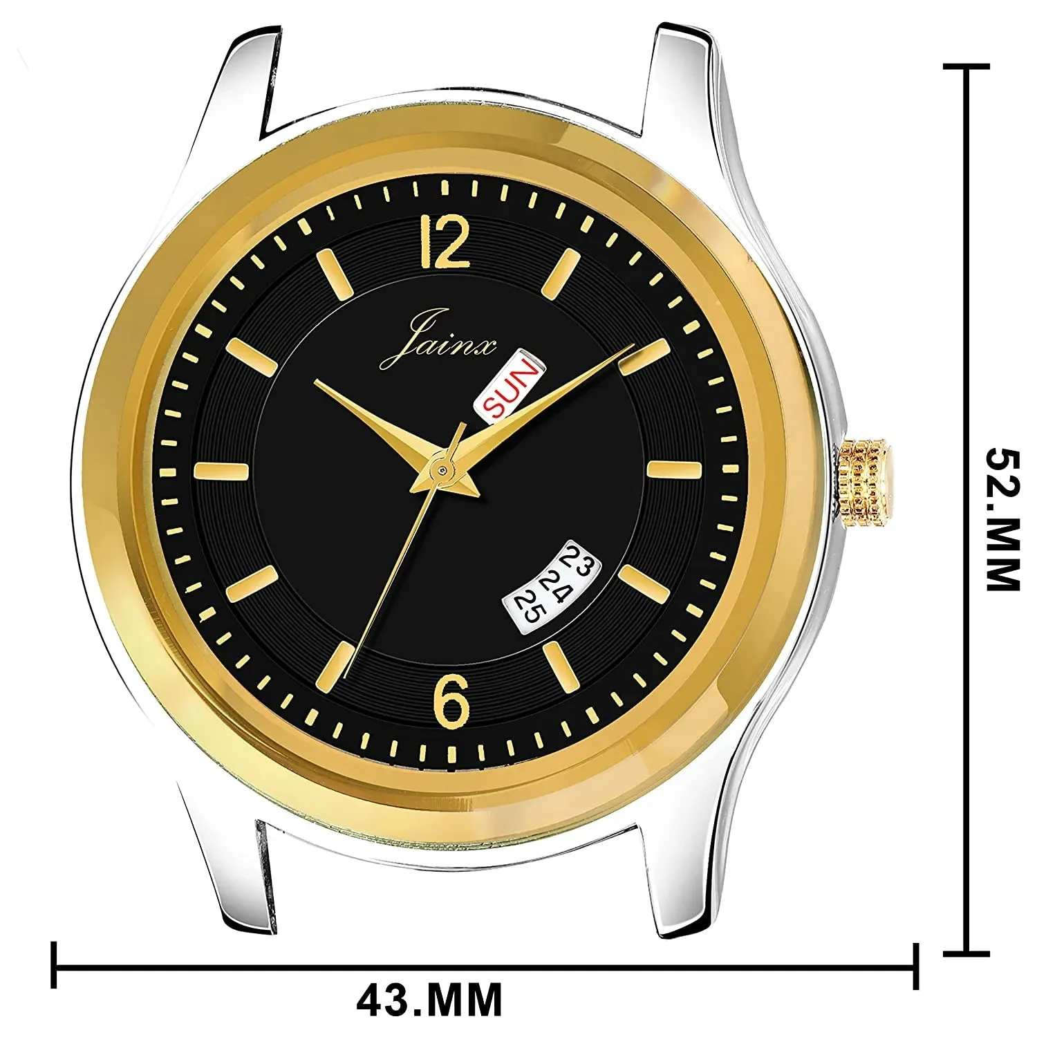 Black Dial Gold Plated Steel Analog Watch - For Men JM1174