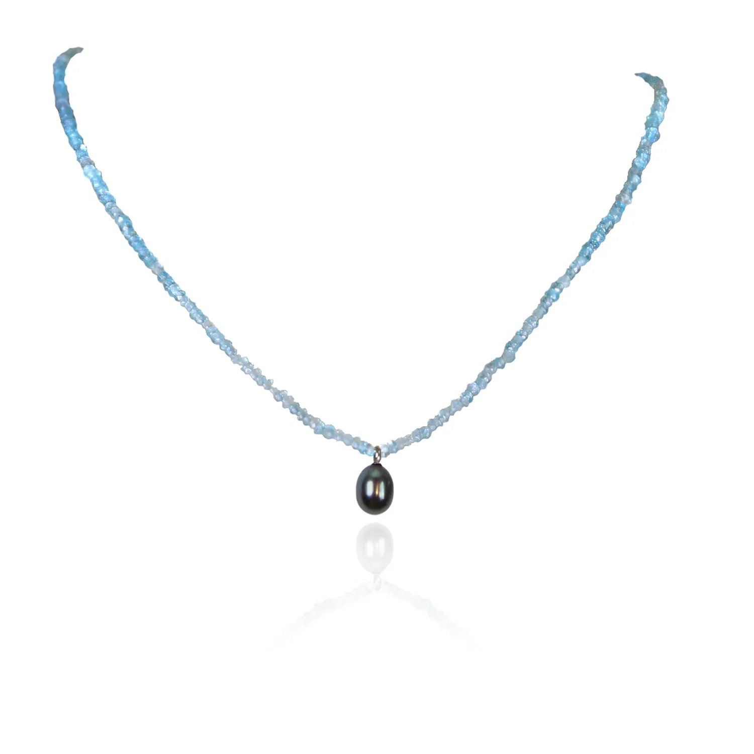 Black Freshwater Pearl & Apatite Drop Necklace