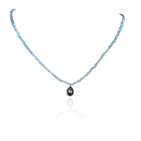 Black Freshwater Pearl & Apatite Drop Necklace