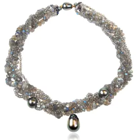 Black Tahitian Pearl & Labradorite Necklace
