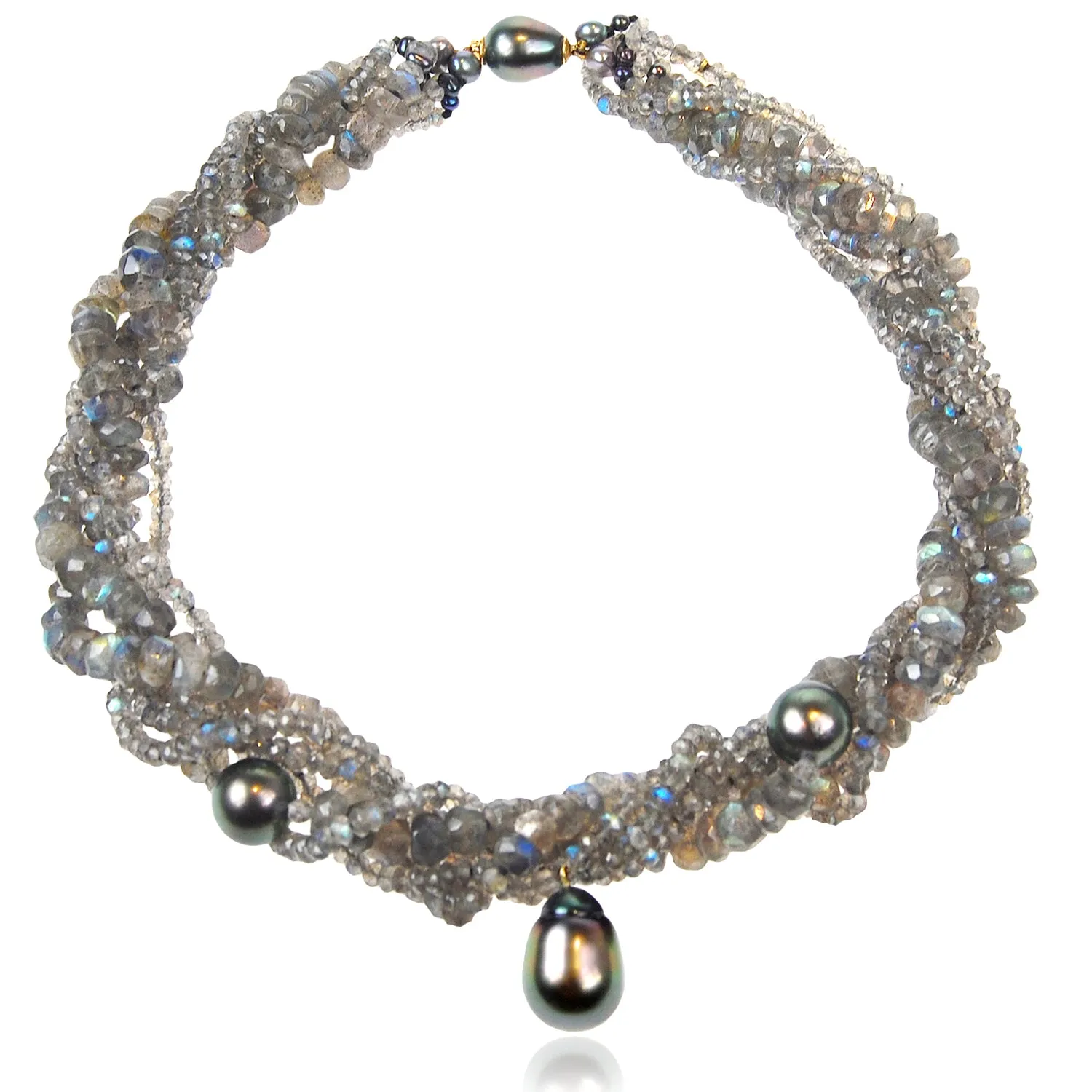 Black Tahitian Pearl & Labradorite Necklace
