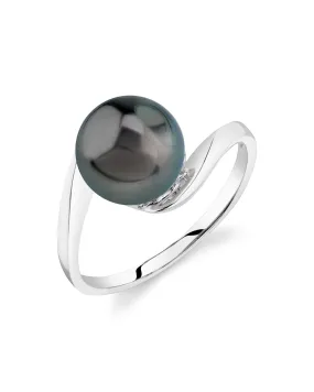 Black Tahitian Pearl River Solitaire Ring