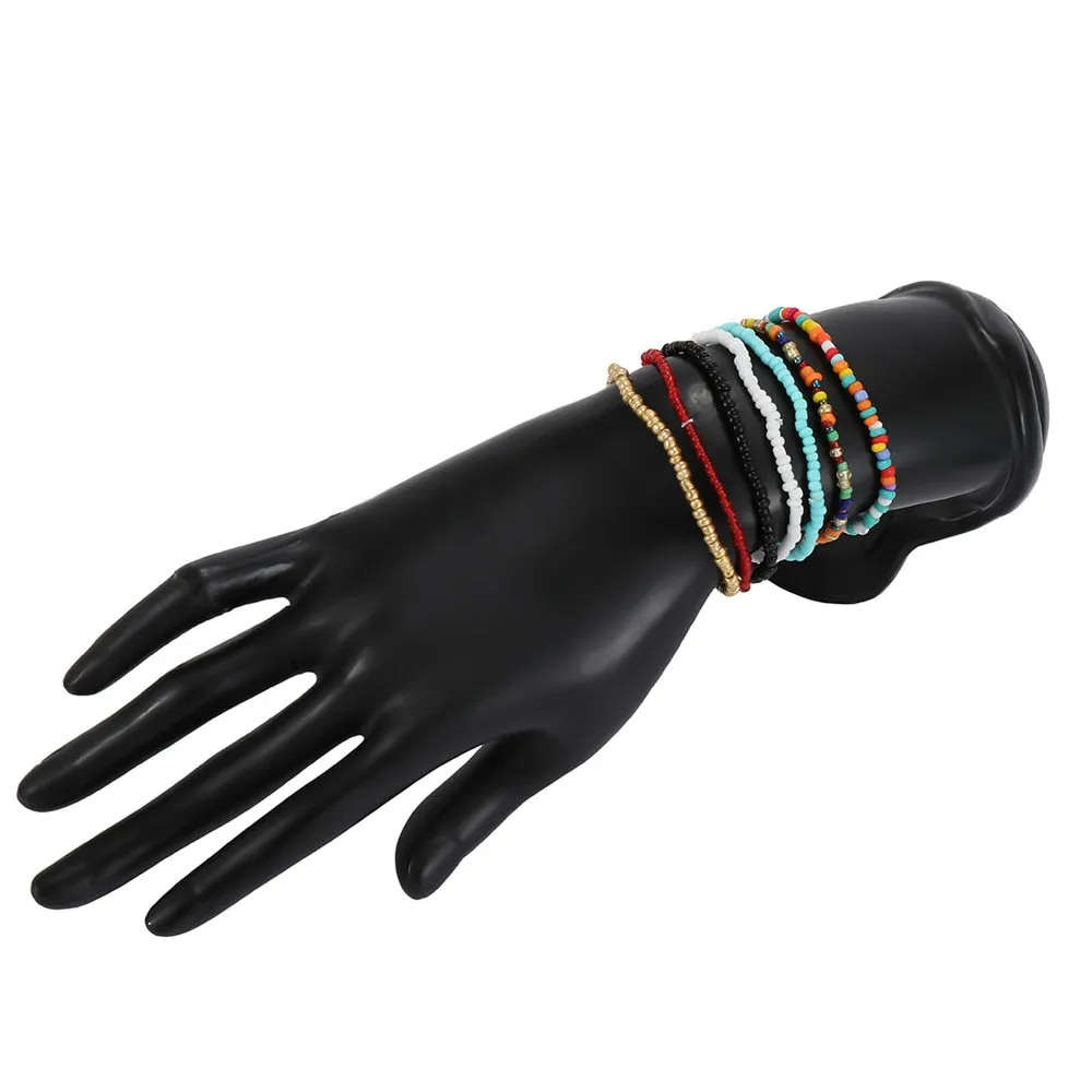 Bohemian Beaded Chain Elastic Anklet Bracelet