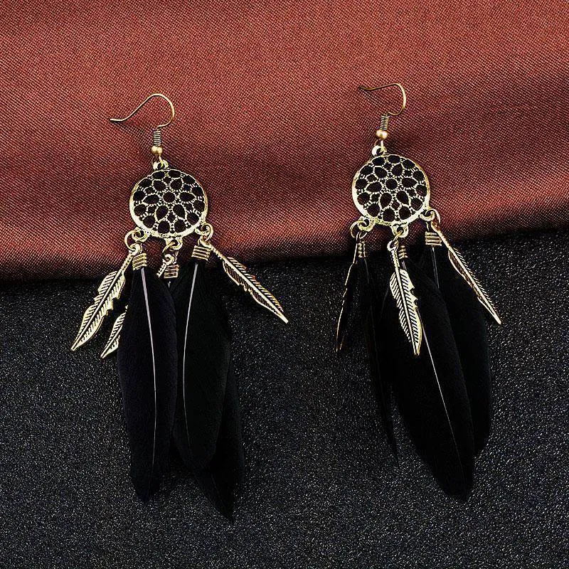 Bohemian Feather Tassel Dreamcatcher Earring