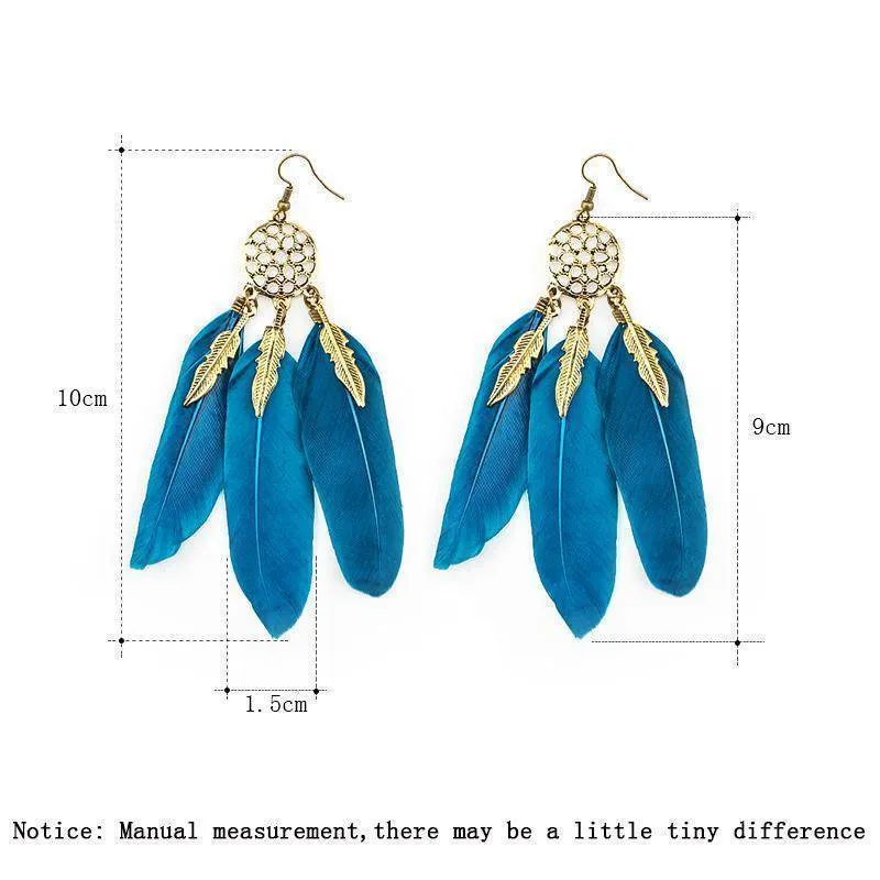 Bohemian Feather Tassel Dreamcatcher Earring