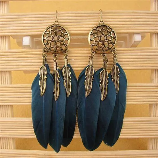 Bohemian Feather Tassel Dreamcatcher Earring