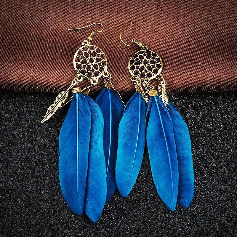 Bohemian Feather Tassel Dreamcatcher Earring