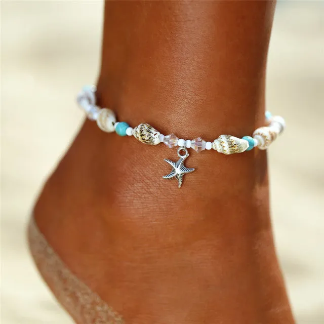Bohemian Starfish Beads Stone Anklets for Women