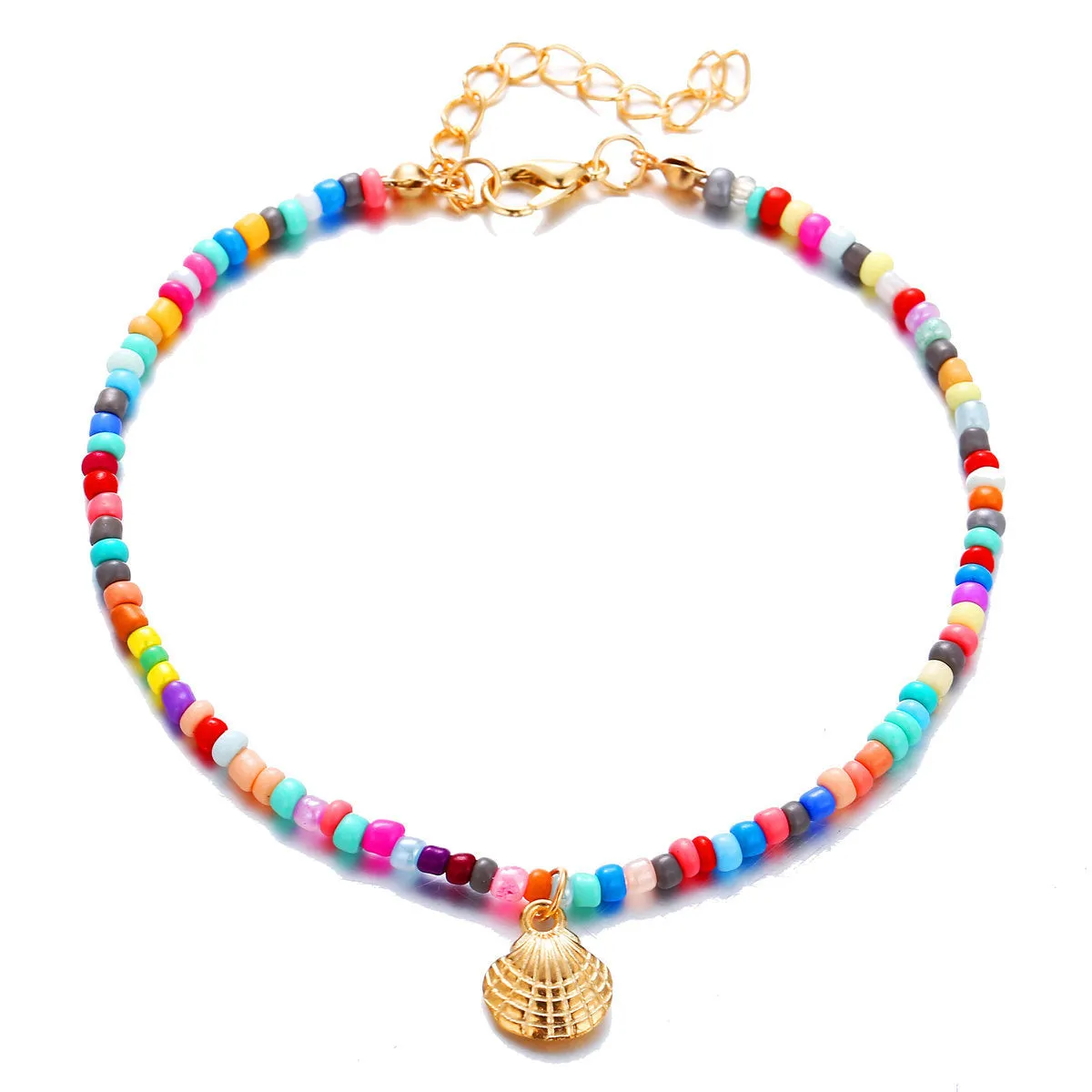 Boho Anklet Foot Colorful Beads Chain Shell Pendant Ankle