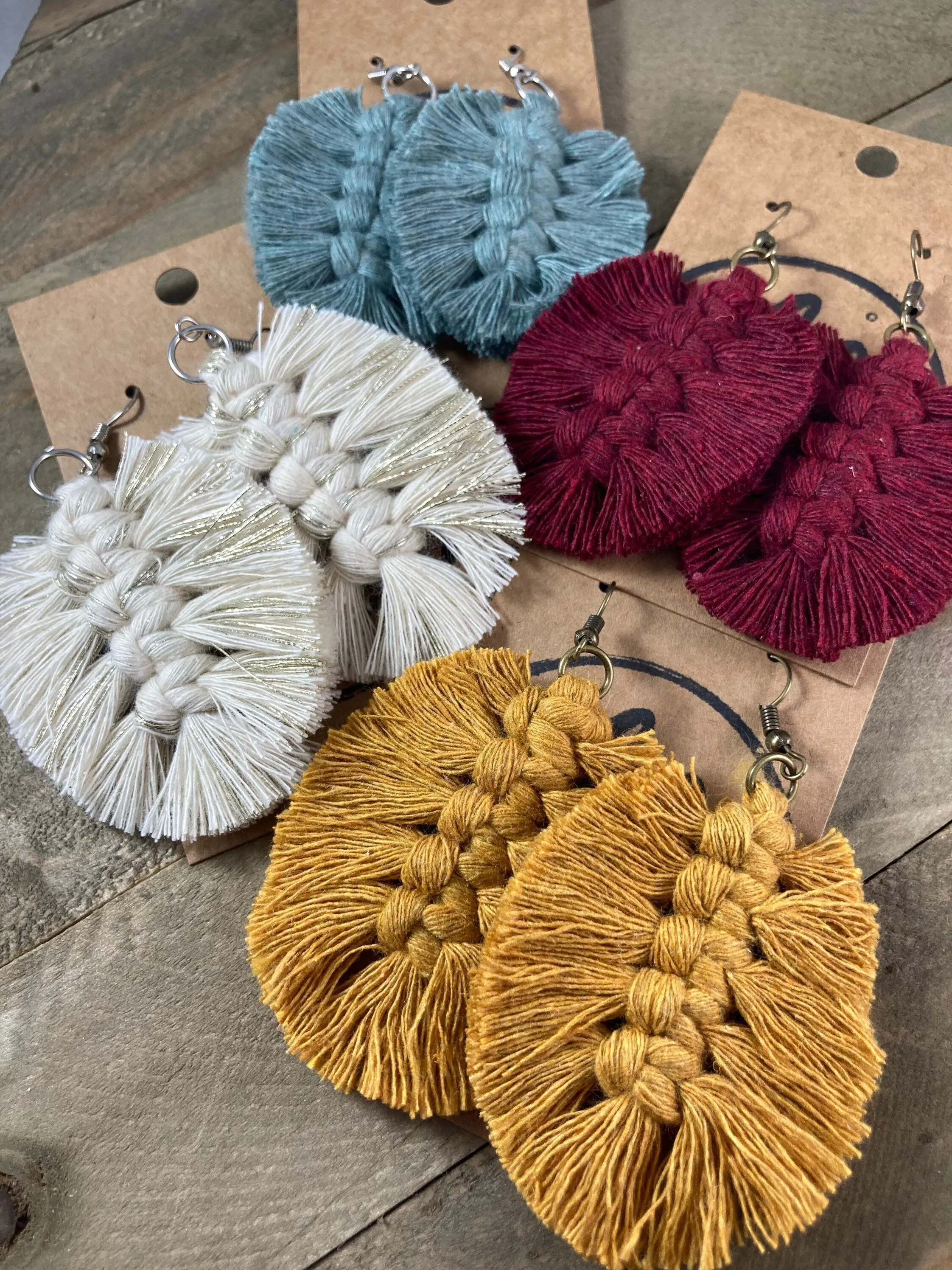 Boho Feather Fringe Earrings - Natural & Sand