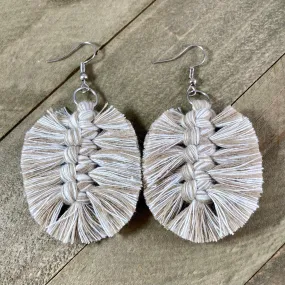 Boho Feather Fringe Earrings - Natural & Sand