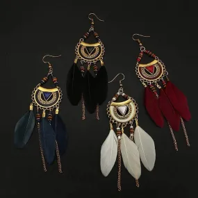 Boho Feather Statement Earrings