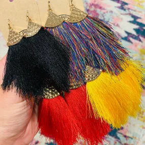 Boho Fringe Feather Earrings