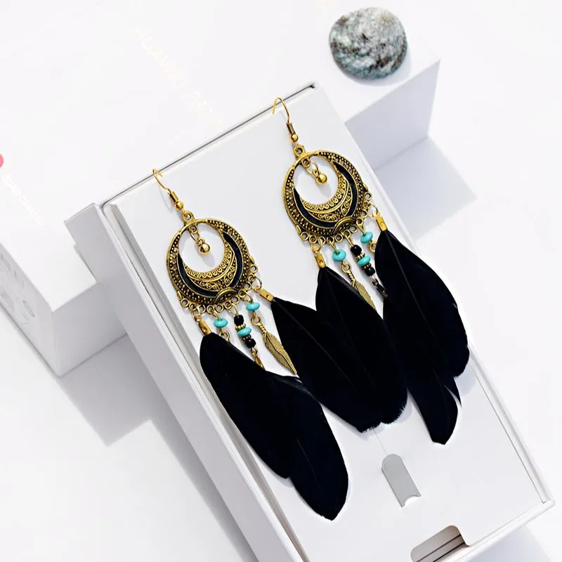 Boho Mantra Feather Earrings