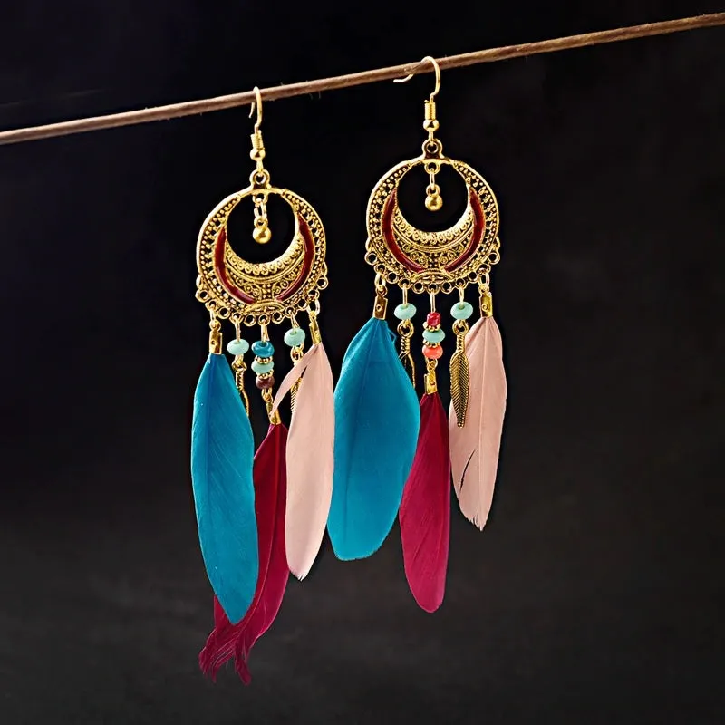 Boho Mantra Feather Earrings