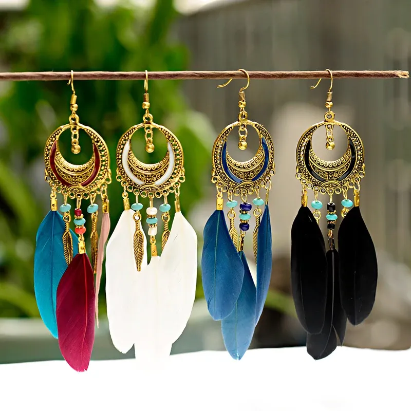 Boho Mantra Feather Earrings