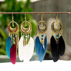 Boho Mantra Feather Earrings