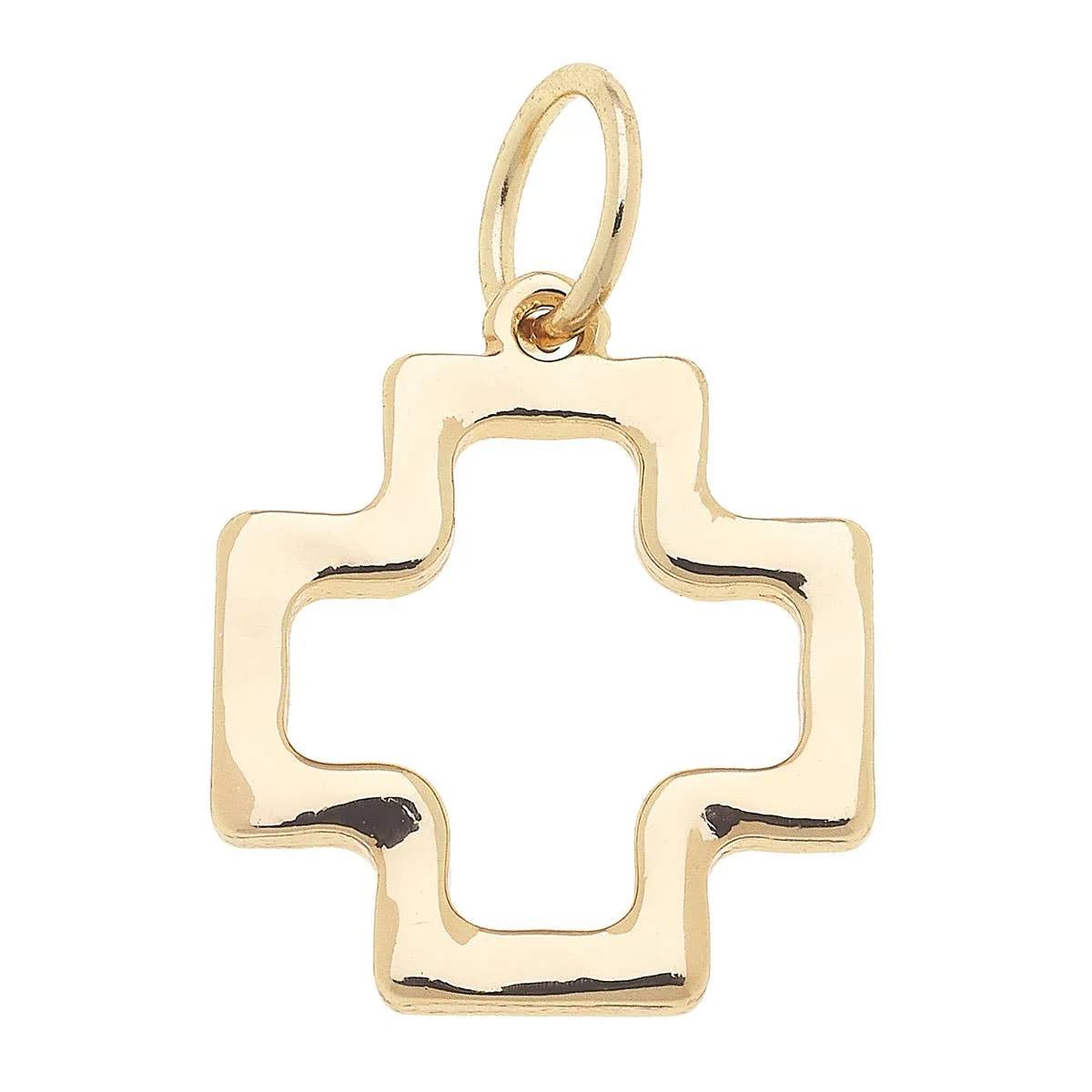 CANVAS STYLE CHARM BAR - Cross Outline Charm in Shiny Gold